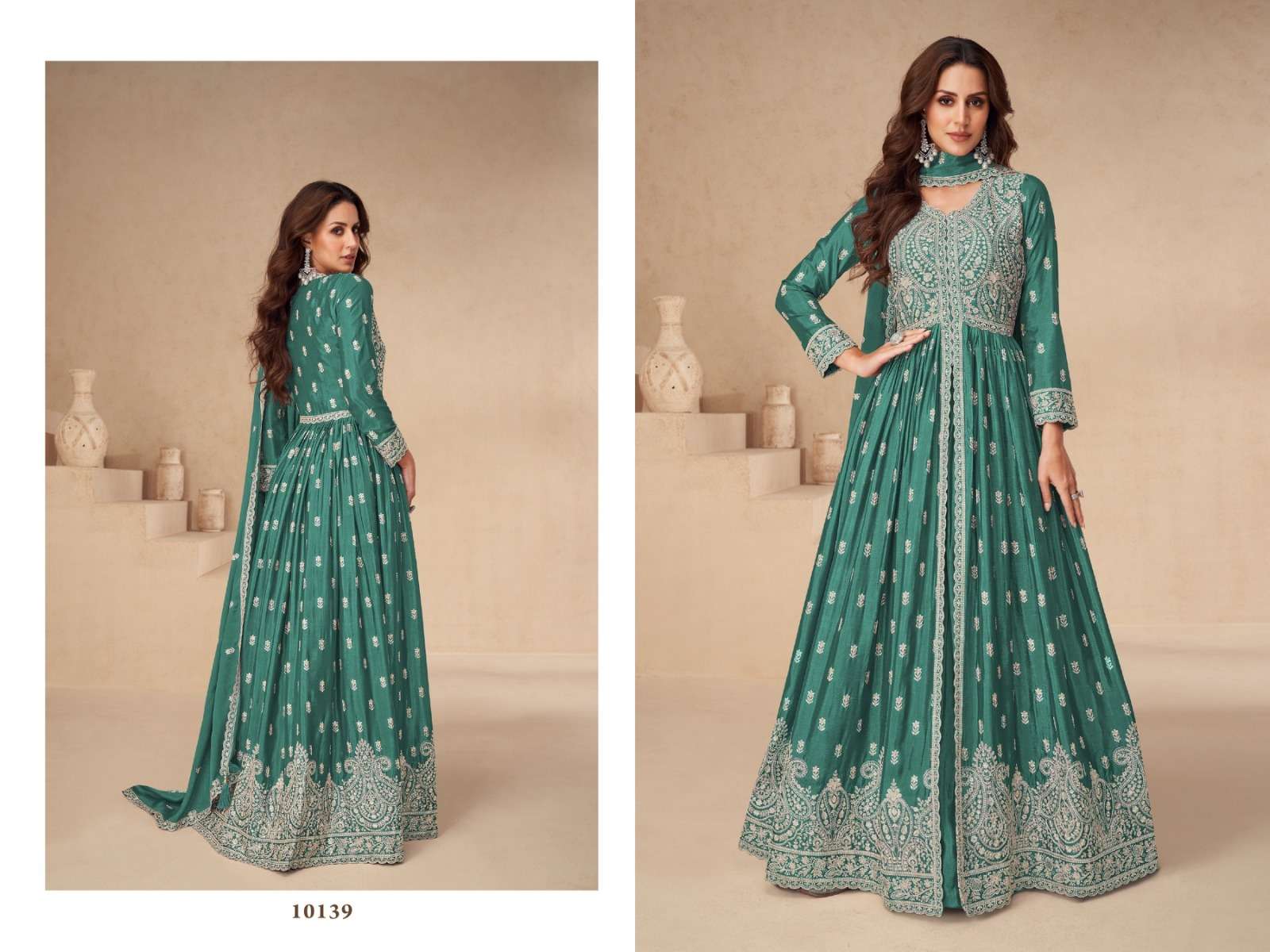 10136 VOL 39 COLOURS BOUTIQUE HEAVY WORK GOWN 3 PIECE SUIT WEDDING TYPE WHOLESALER